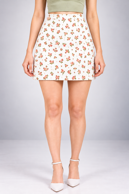 Petite Blossom AOP Mini Skirt