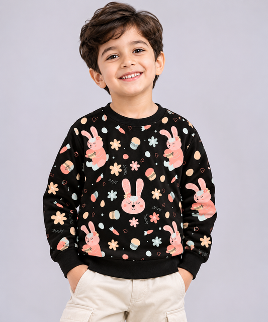 Midnight Bunny Garden Kids Unisex Sweatshirt