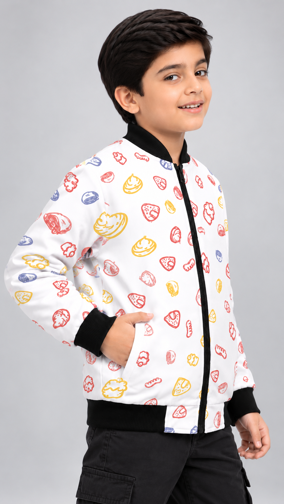 Snack Doodle AOP Kids Bomber Jacket