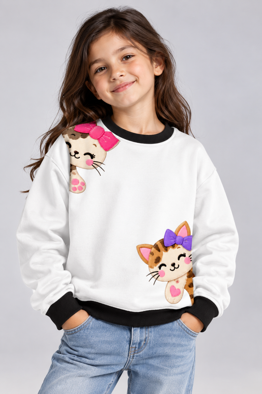 Bow Kitty Friends Kids AOP Sweatshirt