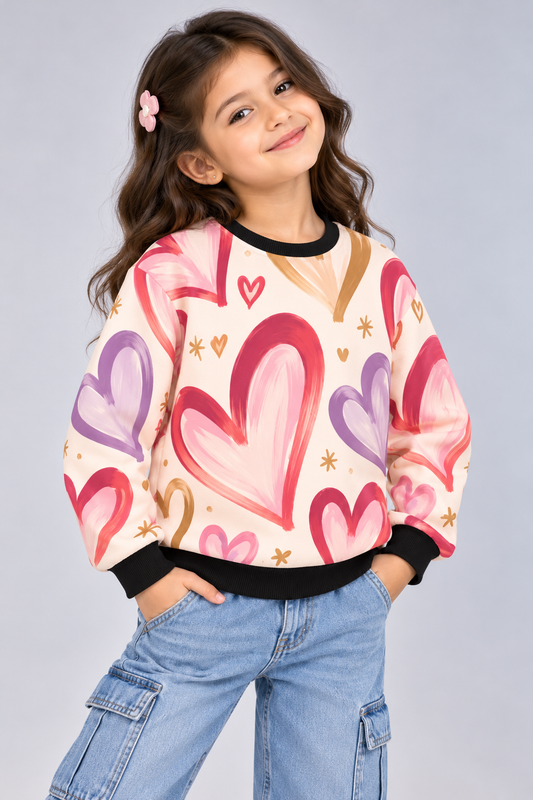Painted Hearts Kids AOP Sweatshirt