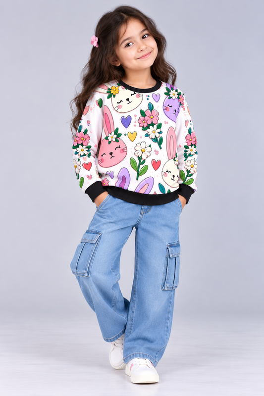 Bunny Bloom Kids AOP Sweatshirt