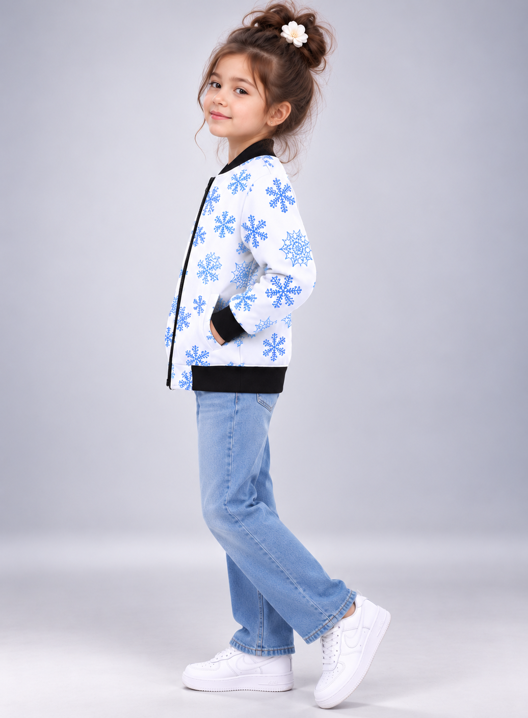 Winter Web AOP Kids Bomber Jacket
