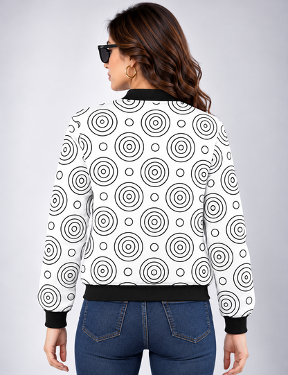 Monochrome Orbit Women’s AOP Bomber Jacket