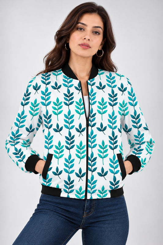 Teal Vine Women’s AOP Bomber Jacket