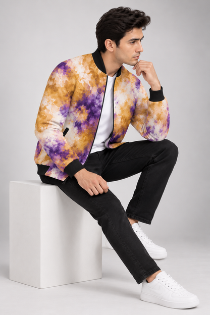 Amethyst Gold Mist AOP Bomber Jacket