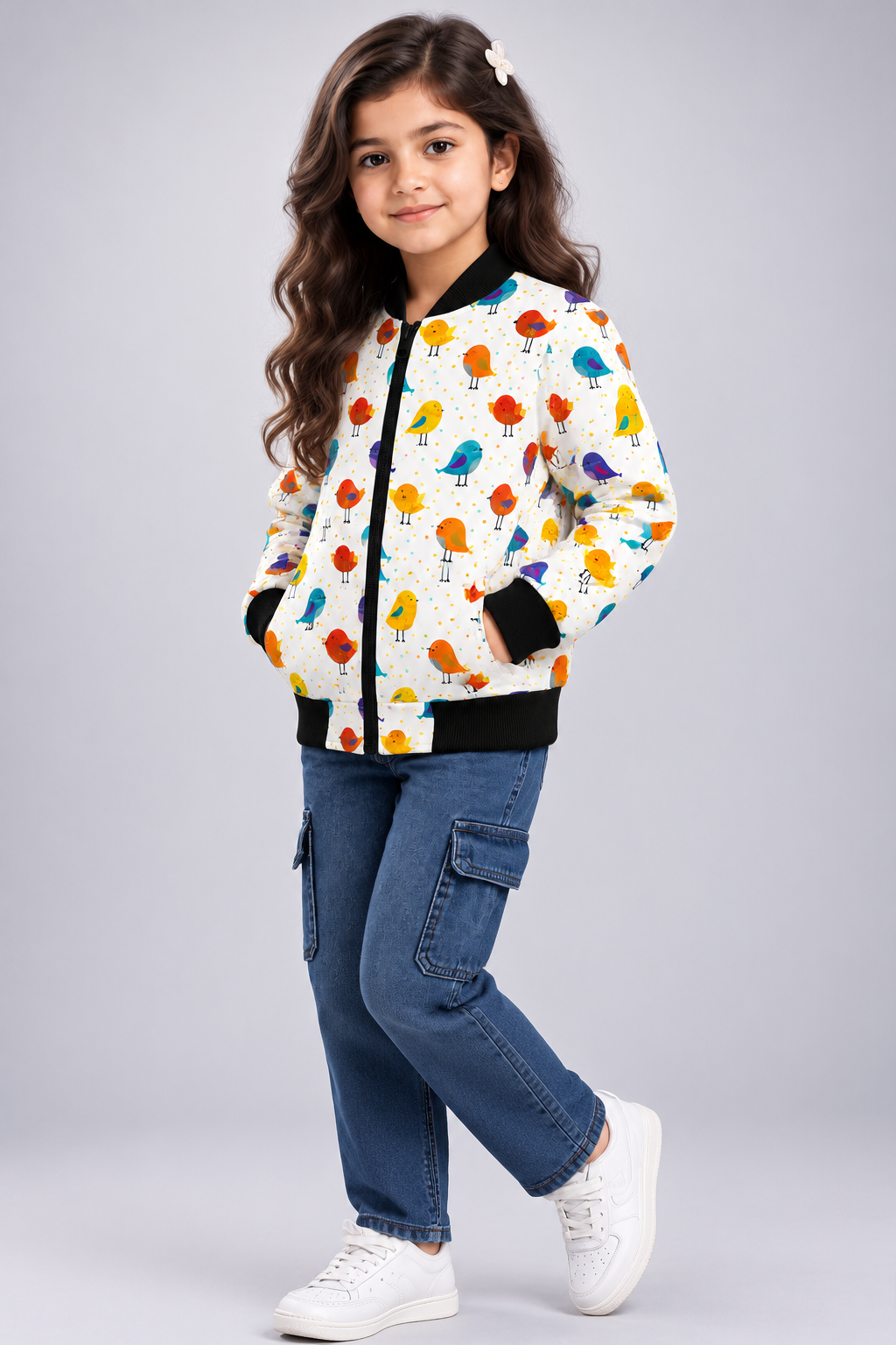 Little Birdie AOP Kids Bomber Jacket