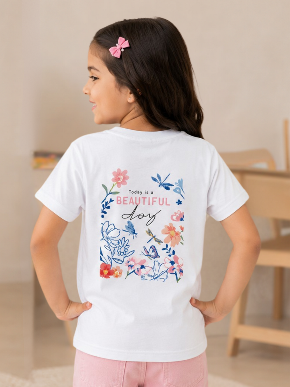 For kids: “Beautiful Day” Girl's Crew Neck T-Shirt