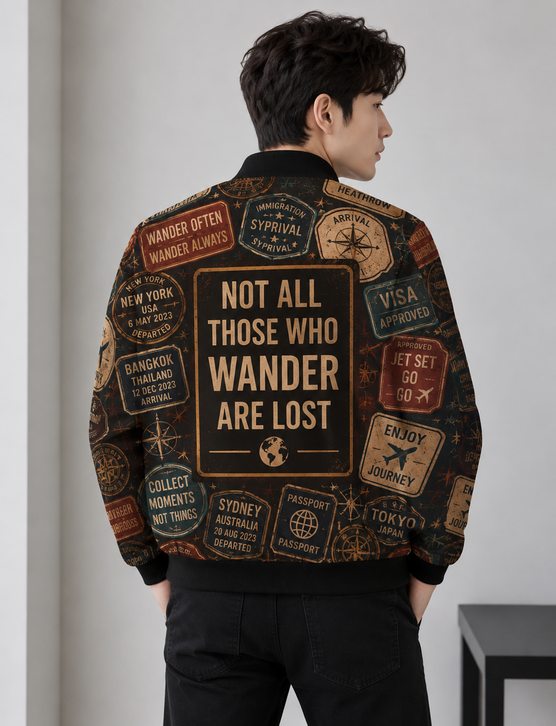 Wanderlust Passport AOP Bomber Jacket