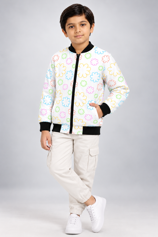 Playful Petals AOP Kids Bomber Jacket