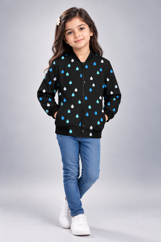 Rainy Drops AOP Kids Bomber Jacket
