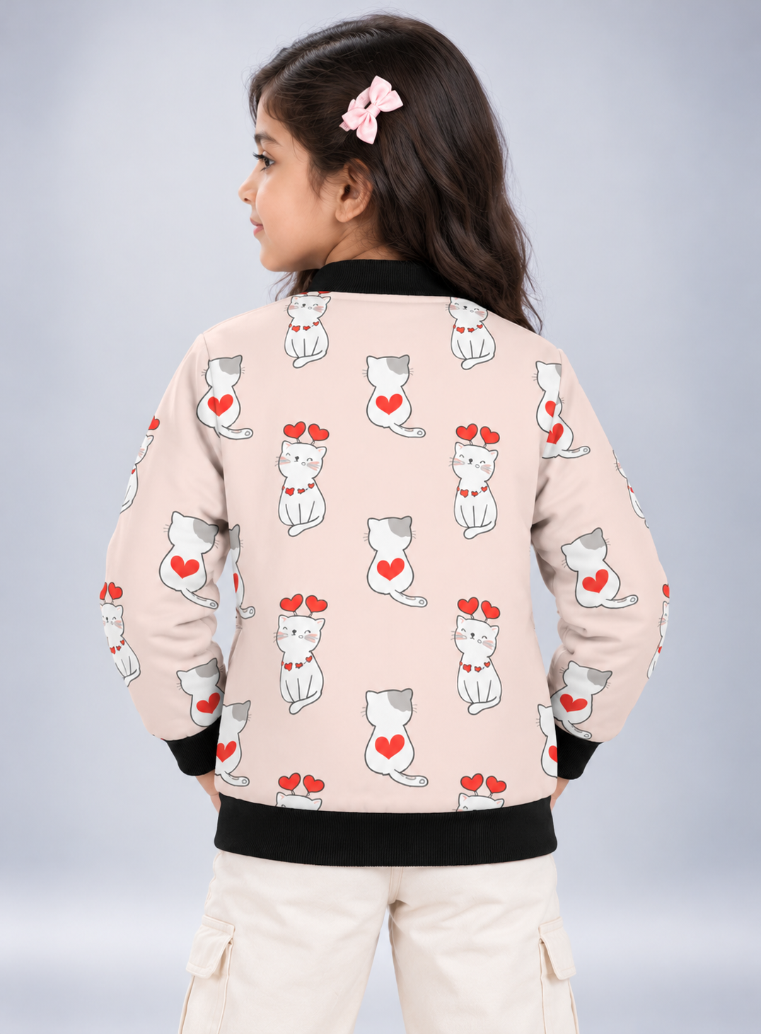 Love Kitty AOP Kids Bomber Jacket